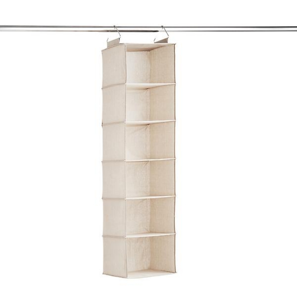 6 Compartment Hanging Closet Organizer in Grey